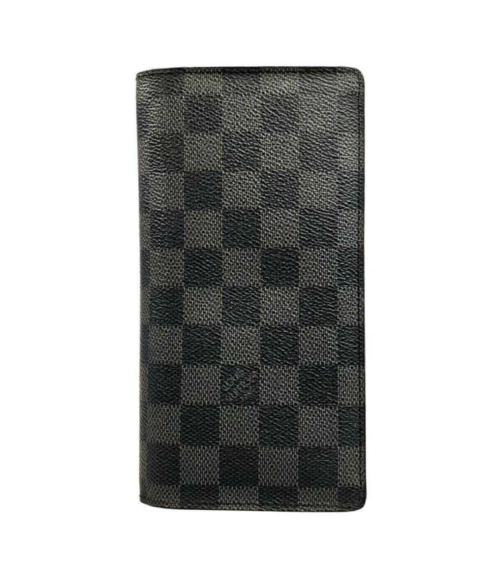 Louis Vuitton Wallet Portefeuille Brazza Damier Canvas Leather Graphite Black
